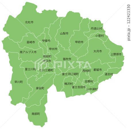 分割できる山梨県地図 市町村名あり 分割できる山梨県地図 市町村名あり 122421330