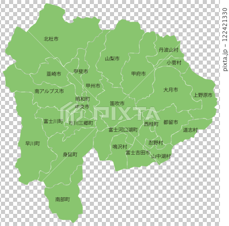 分割できる山梨県地図 市町村名あり 分割できる山梨県地図 市町村名あり 122421330