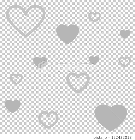 グレーのかわいい手描きハートのパターン 122422018