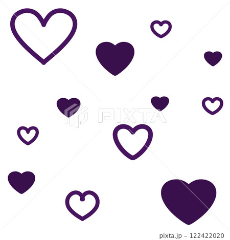 紫のかわいい手描きハートのパターン 122422020