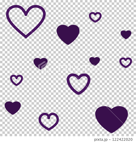 紫のかわいい手描きハートのパターン 122422020