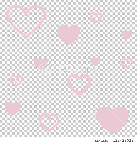 淡いピンクのかわいい手描きハートのパターン 122422028