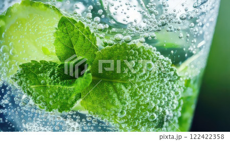 《AI画像》ミントの入った炭酸水 《AI画像》ミントの入った炭酸水 122422358