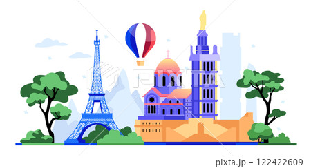 Travel to France - colorful flat design style illustration Travel to France - colorful flat design style illustration 122422609