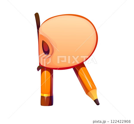 School education font pencil case stationery R letter. Kid education cartoon stationery typeset symbol, creative classes tool vector English alphabet letter or child learning supply ABC font element School education font pencil case stationery R letter. Kid education cartoon stationery typeset symbol, creative classes tool vector English alphabet letter or child learning supply ABC font element 122422908