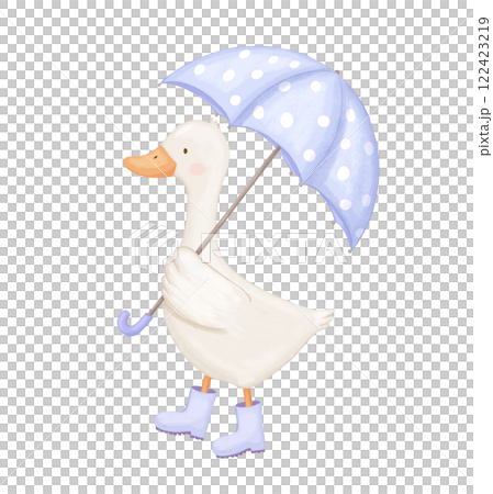 Cute goose character, baby animal with bow, watercolor hand drawn illustration for kids Cute goose character, baby animal with bow, watercolor hand drawn illustration for kids 122423219