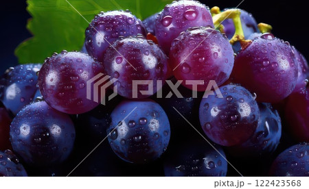 《AI画像》水滴のついたフレッシュな葡萄 122423568