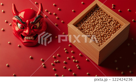 鬼のお面と節分の豆 鬼のお面と節分の豆 122424236