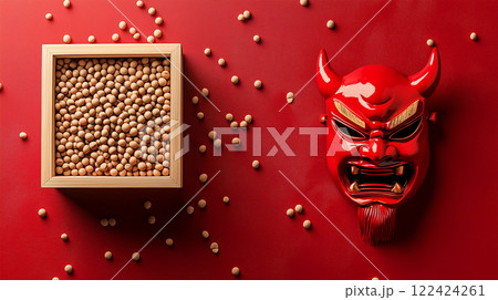 鬼のお面と節分の豆 鬼のお面と節分の豆 122424261