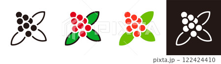 赤い実のアイコン。南天やヒイラギなど、冬の植物。 122424410