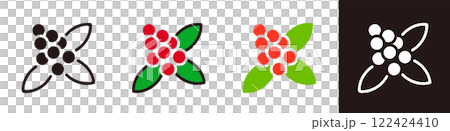 赤い実のアイコン。南天やヒイラギなど、冬の植物。 122424410
