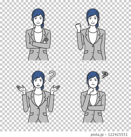 Young woman business person pose set 122425551