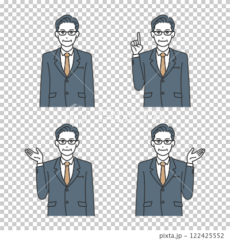 Middle-aged male business person pose set Middle-aged male business person pose set 122425552