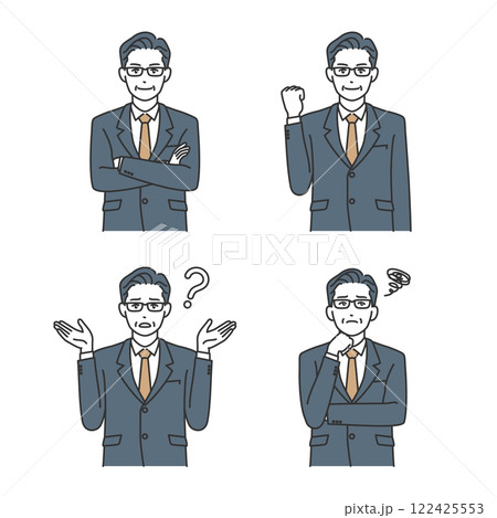 中年男性 ビジネスパーソンのポーズセット 中年男性 ビジネスパーソンのポーズセット 122425553