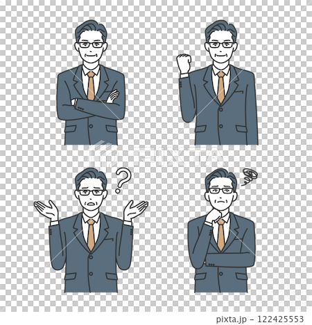 中年男性 ビジネスパーソンのポーズセット 中年男性 ビジネスパーソンのポーズセット 122425553