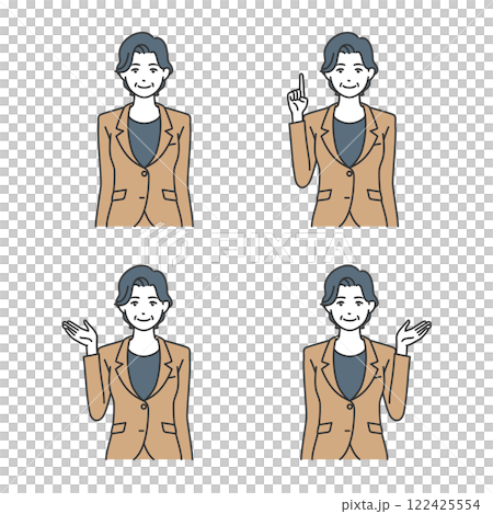 Middle-aged woman business person pose set 122425554