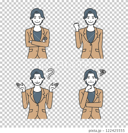 Middle-aged woman business person pose set 122425555