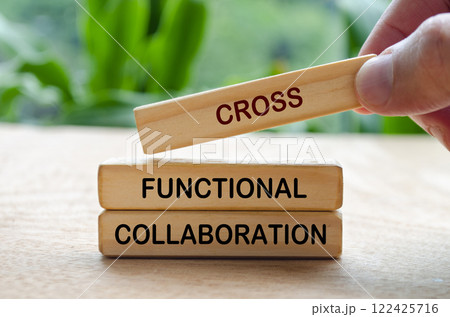 Cross Functional Collaboration text on wooden blocks. Business concept 122425716