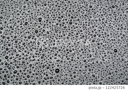 Water droplets view from above with dark background Water droplets view from above with dark background 122425726