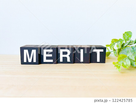 メリットの文字ブロック　MERIT 122425785