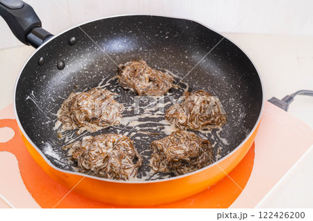 ワンパンで作るもずくチヂミ ワンパンで作るもずくチヂミ 122426200