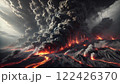 火山　噴火して灰が降り注ぐ 122426370