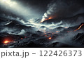 火山　溶岩の火がくすぶっている 122426373
