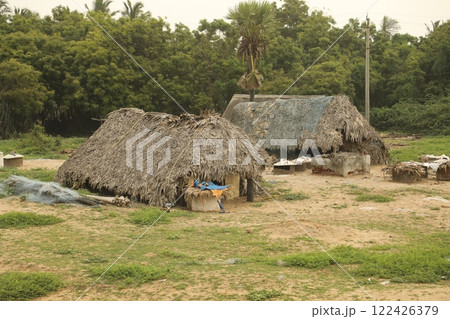 Fishermen Hut in a beach 122426379