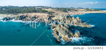 空撮「青森県」ドローンで中須賀海岸を撮影・種差海岸 夏 空撮「青森県」ドローンで中須賀海岸を撮影・種差海岸 夏 122426651