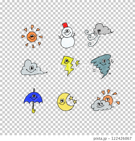 Cute hand-drawn weather icons Cute hand-drawn weather icons 122426867