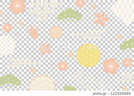 Simple Japanese-style background with auspicious patterns 122426884
