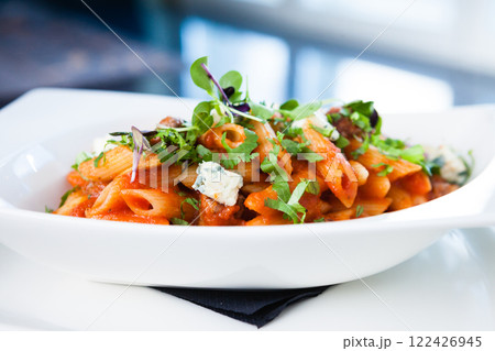 Tomato pasta with beef 122426945