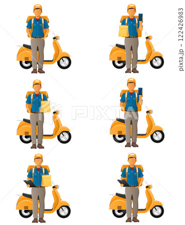delivery man on scooter courier service vector illustration delivery man on scooter courier service vector illustration 122426983