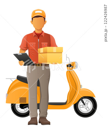 delivery man on scooter courier service vector illustration 122426987