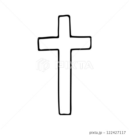 Vector hand drawn sketch doodle outline cross Vector hand drawn sketch doodle outline cross 122427117