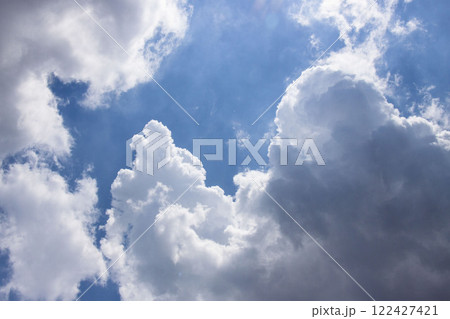 サンパウロの夏の入道雲と青空 ブラジル サンパウロの夏の入道雲と青空 ブラジル 122427421