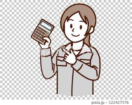 Woman in work clothes_calculator_gray 122427576