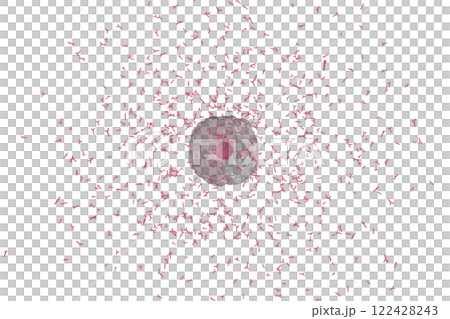 抗体を産生する小型の形質細胞のイメージ(細胞膜半透過) 122428243