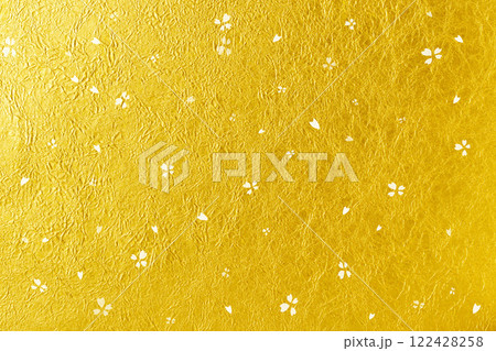 桜柄の金色の背景素材 122428258