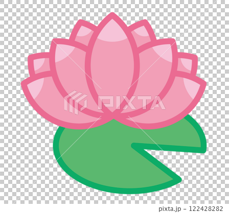 花のアイコン。ハスやスイレンなどの季節の花。シンプルなイラスト素材。 122428282
