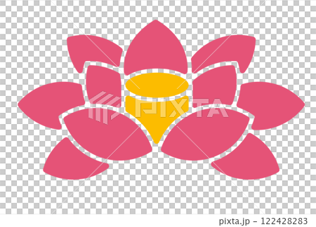 花のアイコン。ハスやスイレンなどの季節の花。シンプルなイラスト素材。 122428283