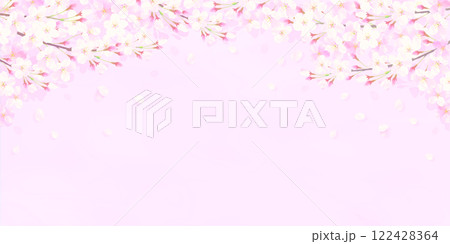 風に舞う桜の花びらの背景イラスト 122428364