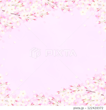 風に舞う桜の花びらの背景イラスト 122428372