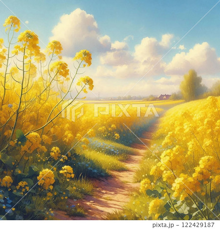 菜の花畑の道 122429187