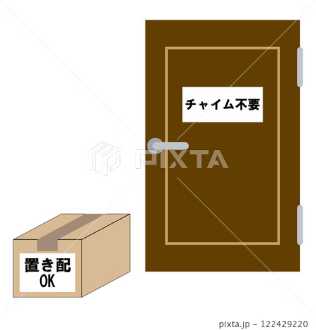 置き配サービス 玄関先に置かれた段ボールのフラットイラスト 置き配サービス 玄関先に置かれた段ボールのフラットイラスト 122429220