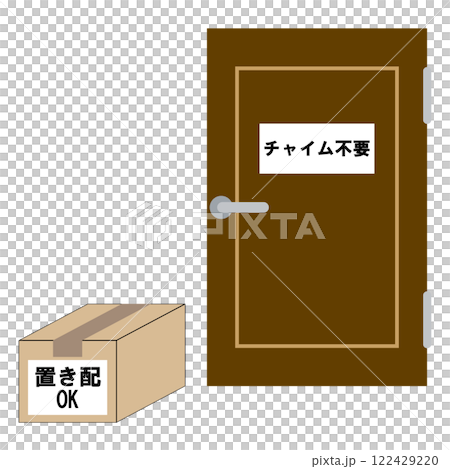 置き配サービス 玄関先に置かれた段ボールのフラットイラスト 置き配サービス 玄関先に置かれた段ボールのフラットイラスト 122429220