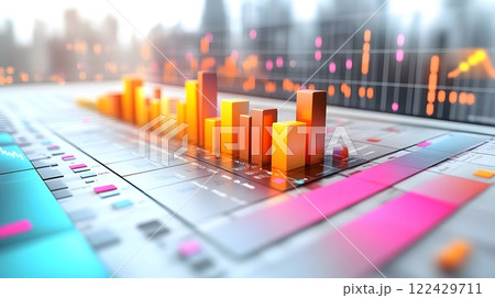 3D vector business concept with analytics graphs and trend charts, white background design 3D vector business concept with analytics graphs and trend charts, white background design 122429711