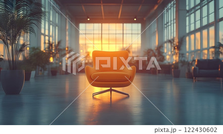 Office setup with a visual timeline of business goals, professionals discussing action plans, innovative and sleek workspace 122430602
