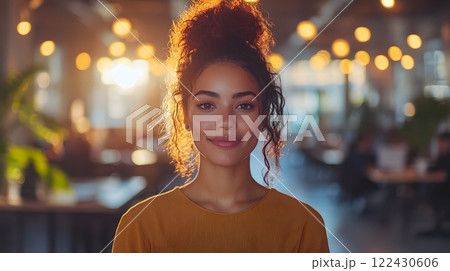 Modern workspace with a team tracking progress toward company objectives, vibrant visual analytics on monitors, active and goal-driven environment 122430606