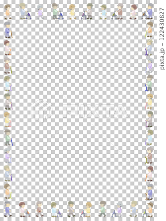 散歩する老人のフレームイラスト 散歩する老人のフレームイラスト 122430827